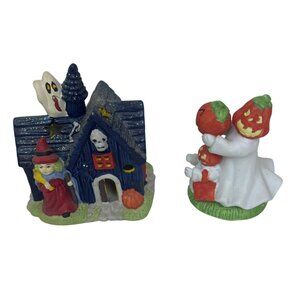 Vintage 90’s Halloween Ceramic Decorations Haunted House Ghost Jack-o-Lantern